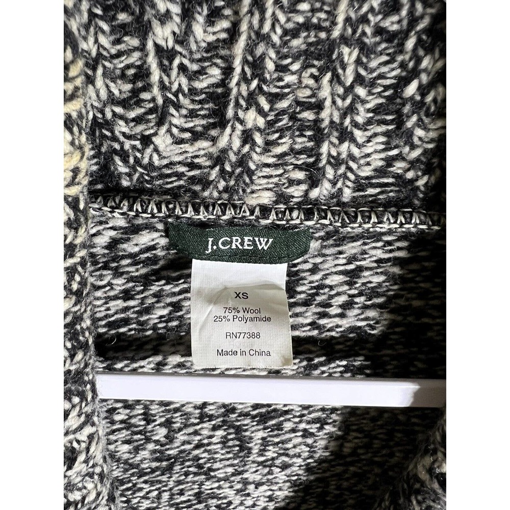 J Crew Wool Blend Button‎ Up Cardigan Sweater Womens Size XS Pockets Black White - Picture 3 of 8